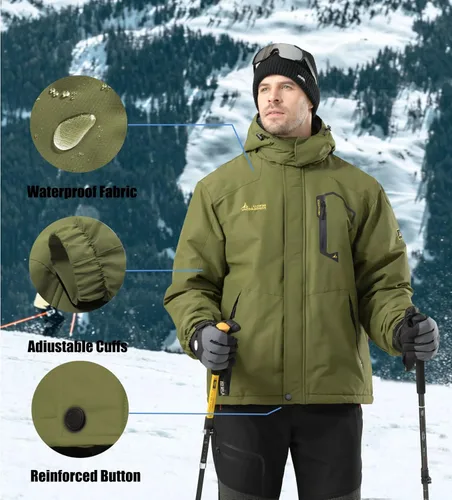 Miniatura 7 de Chaqueta de esquí para hombre, impermeable, cálida, abrigo de nieve de invierno para senderismo