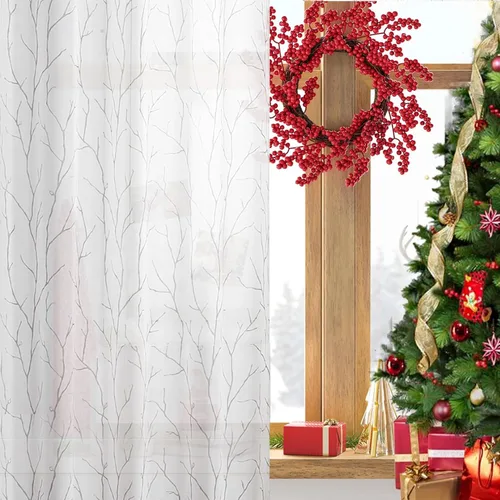 Miniatura 41 de BUHUA - Cortinas opacas blancas, cortinas plateadas, juego de 2 paneles de cortinas con ojales para dormitorio, elegante tratamiento de ventana