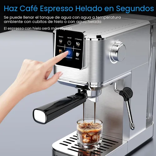 Miniatura 4 de URintells Cuising Máquina de Espresso de 20 Bar, Cafetera de Espresso con Pantalla Táctil con Espumador de Leche al Vapor, Máquina de Café de Acero