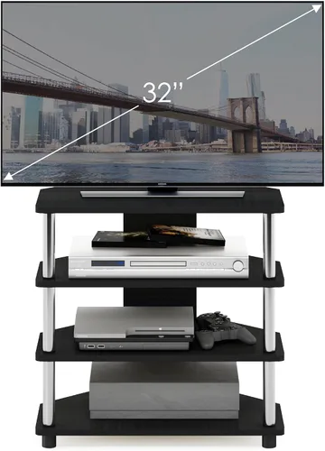 Miniatura 3 de Furinno Turn-N-Tube Centro de Entretenimiento Pequeño de 4 Niveles de Montaje Fácil / Soporte para TV / Unidad para TV / Escritorio para TV, Acero