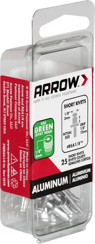 Miniatura 3 de Arrow RSA1/8IP - Remaches cortos de aluminio para metal, tela, cuero y reparación de automóviles, 1/8 pulgadas, paquete de 25