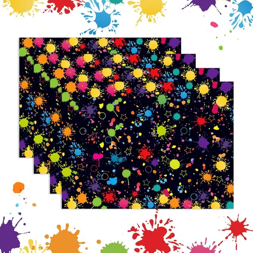 Miniatura 3 de Juego de 12 hojas de papel de regalo de neón brillante, 6 diseños de neón coloridos, envoltura de regalo para temática de luz negra neón brillante