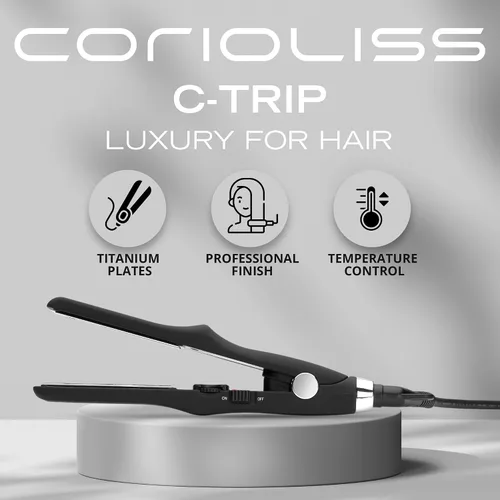 Miniatura 2 de CORIOLISS C Trip Mini Alisadores de cabello para mujer Titanio Plancha plana Profesional con control de temperatura (negro suave al tacto)