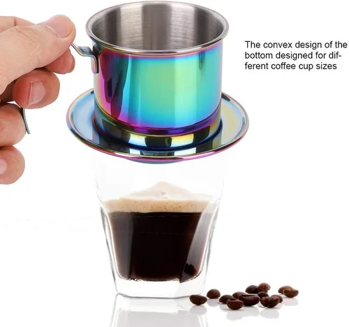 Miniatura 4 de Fdit Cafetera de acero inoxidable 304, gotero de café con filtro reutilizable de 3.0 in de diámetro interior, cafetera de goteo portátil