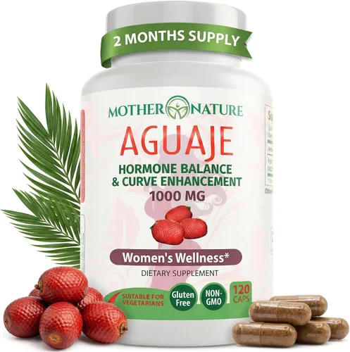 Suplemento de fruta Aguaje, 0.017 oz x 100 cápsulas veganas, la fruta mágica para las mujeres, realza las curvas, equilibrante hormonal, cosecha