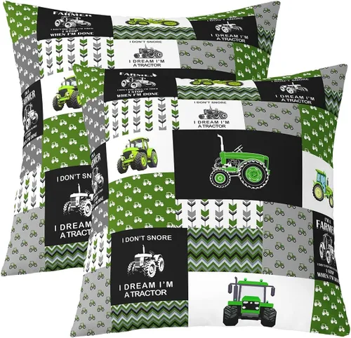 Miniatura 15 de Juego de 2 fundas de almohada de construcción de 16 x 16 pulgadas, fundas de almohada suaves para camiones, fundas de cojín para sala de estar