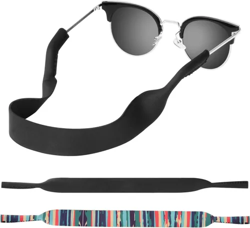 Miniatura 10 de MoKo Retenedor de lentes de neopreno (paquete de 2) de ajuste universal, retenedor de lentes de sol deportivos sin cola, correa de gafas de sol