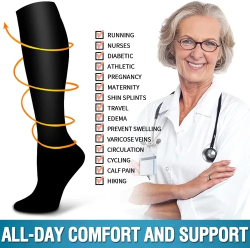 Miniatura 83 de 6 Pack Copper Compression Socks for Women and Men Circulation-Best Support for Medical, Running,Nursing,Athletic