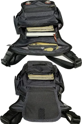 Miniatura 11 de Bolsa de nailon para la pierna, bolsa de muslo Riñonera táctica para hombro, Negro -, M