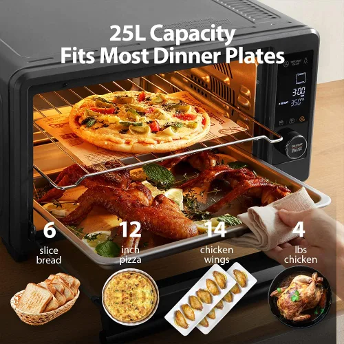 Miniatura 4 de Toshiba TL2-AC25CZA(GR) horno tostador con freidora de aire, horno digital de convección 6 en 1 con 9 funciones preestablecidas de cocción, para 6