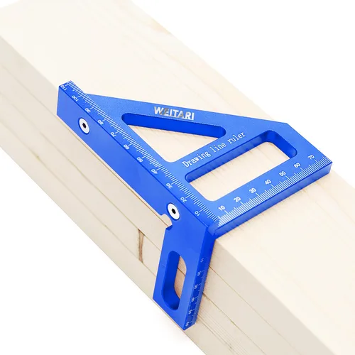Miniatura 4 de Regla triangular de 45/90 grados, aleación de aluminio, 4.41 pulgadas, azul