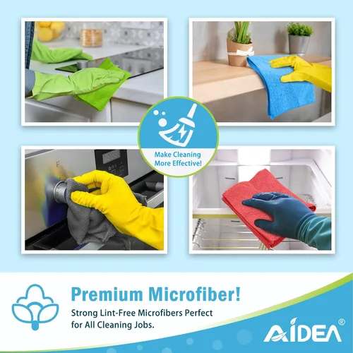 Miniatura 7 de AIDEA Microfiber Cleaning Cloth Blue-50PK, Soft Absorbent Shop Rags, Microfiber Towels for Cars, Kitchen Towels, Dusting Cloth for Home, Window