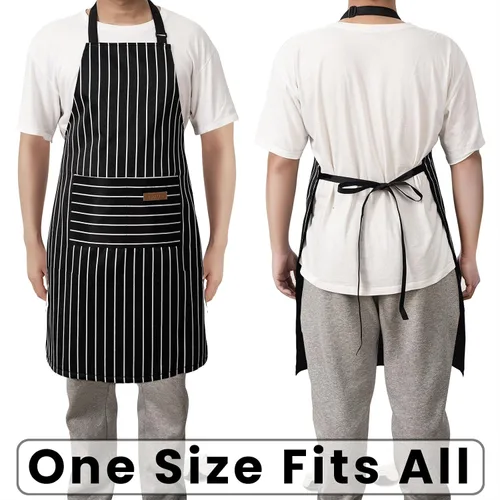 Miniatura 6 de BeLuyi - Paquete de 2 delantales ajustables con peto, delantales de chef para cocina, restaurante, con 2 bolsillos, delantales para mujeres
