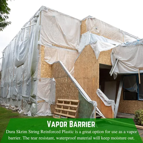 Miniatura 5 de Farm Plastic Supply - Lámina de plástico transparente reforzada con cuerda Dura Skrim - 10 mil - (12' x 150') - Rollo de polietileno reforzado