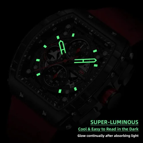 Miniatura 4 de Mini Focus - Reloj deportivo de moda para hombre (cronógrafo, impermeable, luminoso, calendario) con correa de silicona y cuarzo para hombre, Negro