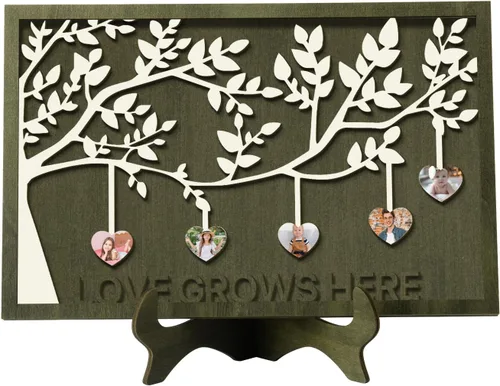 Miniatura 20 de Regalos para mamá, letrero de árbol familiar personalizado con nombres personalizados, placas de madera, decoración grabada con nombres familiares
