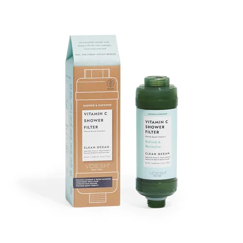 VOESH Filtro de ducha de vitamina C, océano limpio, aromaterapia de ducha, purificador de agua, suavizante de agua, probióticos veganos, cabezal de