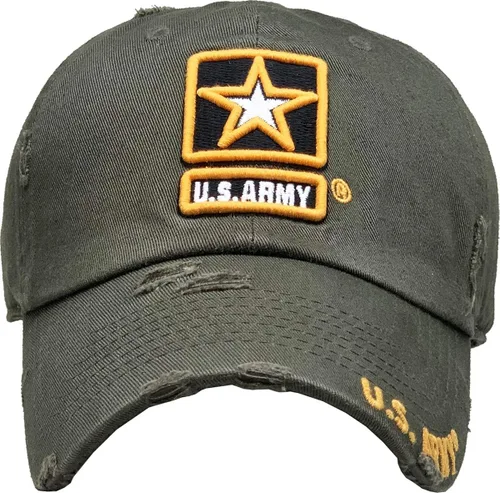 Miniatura 2 de Gorra de béisbol con licencia oficial del ejército de Estados Unidos de alta calidad vintage envejecida estrella militar veterana