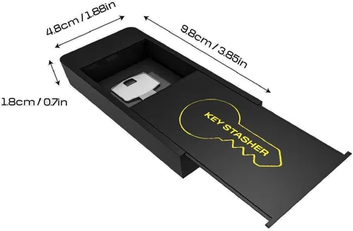 Miniatura 2 de Llavero magnético para ocultar una llave – 3.8 x 2 pulgadas – Soporte magnético negro para llaves debajo del coche – Llavero de plástico duradero
