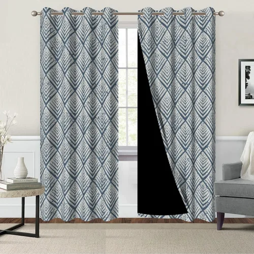 AWERT Cortinas opacas con patrón geométrico azul claro para dormitorio, cortinas térmicas filtrantes de luz para sala de estar, cortinas de ventana