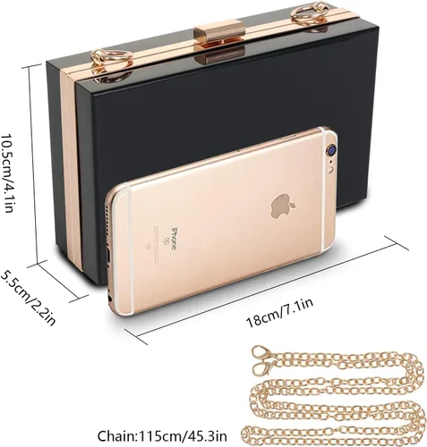 Miniatura 4 de WJCD - Bolso de mano de acrílico transparente para mujer, bolso de hombro con correa de cadena de dorada desmontable Premium Acrylic, Stadium