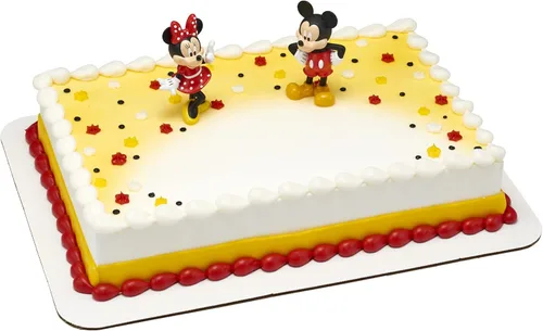 DecoSet® Disney Mickey Mouse y Minnie Mouse Set de Adornos para Pastel de 2 Piezas, Adornos para Pastel Duraderos de Plástico Seguro para Alimentos