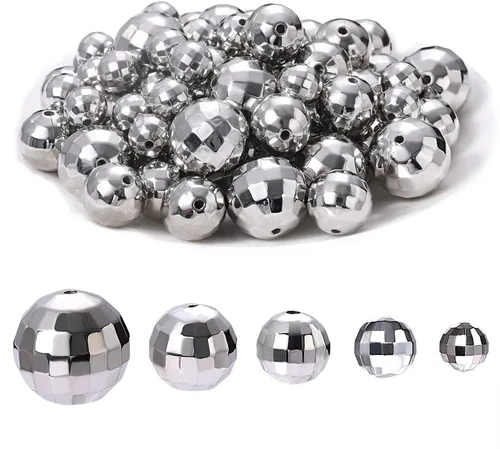 Miniatura 6 de 100 cuentas de bola de discoteca para hacer joyas, dijes reflectantes de bola de espejo para pulseras, collares, aretes, manualidades, accesorios