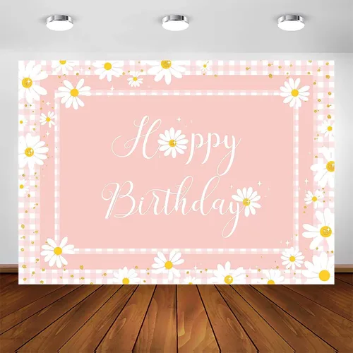 Miniatura 7 de Avezano Fondo de margaritas para decoración de fiesta de cumpleaños, fondo floral para fotos de niños, fiesta de cumpleaños, retro, bohemio, tema