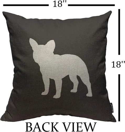 Miniatura 2 de Mugod Funda de almohada cuadrada de lino con silueta de bulldog francés para el hogar, funda de almohada cuadrada de lino para hombres y mujeres