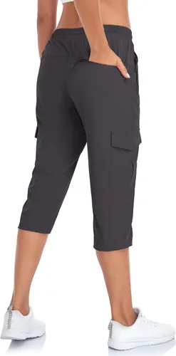 Miniatura 3 de Pantalones capri de senderismo para mujer, ligeros, de secado rápido, pantalones capri casuales para viajes al aire libre con bolsillos