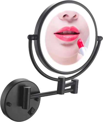Miniatura 12 de Espejo de maquillaje de pared de 8 pulgadas con luces, espejo de maquillaje iluminado para baño 360 giratorio, espejos de tocador extensibles