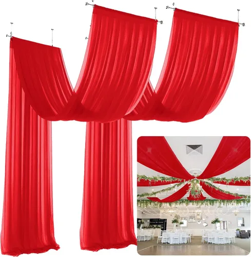 Miniatura 22 de Cortinas de techo verdes para cortinas de boda para techo, tela drapeada, 2 paneles de 5 x 20 pies, cortinas de tela para cortinas de arco de boda