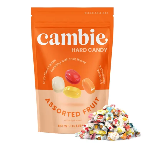 Miniatura 2 de Caramelos duros surtidos con frutas envueltos individualmente de Cambie, 1 lb de caramelo de fruta con un exterior duro deliciosamente dulce con un