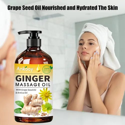 Miniatura 5 de Paquete de 3 aceites de masaje de jengibre con aceite de árnica, aceite de vitamina E y aceite de semilla de uva, aceite de jengibre para drenaje