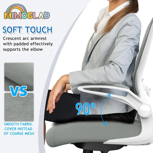 Miniatura 9 de Mimoglad Silla de oficina ergonómica de malla con respaldo alto, soporte lumbar ajustable, cojín de asiento grueso (moderno, gris luna)