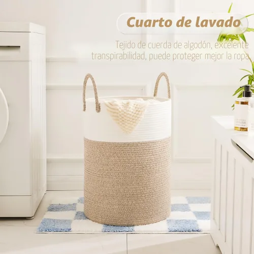 Miniatura 2 de Artfeel - Cesto para la ropa sucia de cuerda de algodón tejida, para guardar ropa sucia, juguetes y mantas en el baño, la habitación del bebé