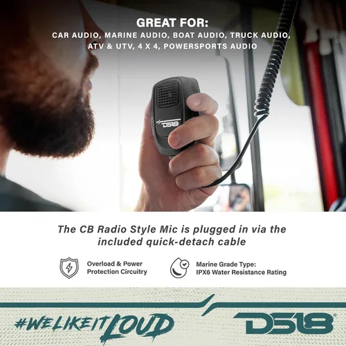 Miniatura 3 de DS18 BTRCRMIC Controlador de audio Bluetooth inalámbrico, receptor marino impermeable, control remoto con USB Bluetooth RCA, micrófono estilo radio