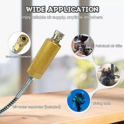 Miniatura 7 de TUXING Compresor de aire PCP de 4500 PSI Compresor de tanque de buceo de doble cilindro de 800 W Sistema de enfriamiento de ventilador integrado