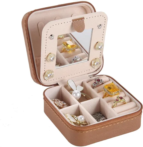 Miniatura 28 de KElofoN Estuche de viaje para joyas Caja de viaje para joyas Organizador de joyas de viaje Pequeño estuche organizador de joyas para niñas y mujeres