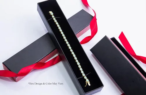 Miniatura 4 de Sterling Silver Genuine, Created or Simulated Gemstone Oval-cut Tennis Bracelet for Women with Gift Box