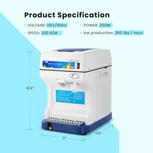 Miniatura 6 de VIVOHOME Máquina eléctrica 265lbs/hr del fabricante del cono de la nieve de la máquina de afeitar de la trituradora de hielo para el uso doméstico