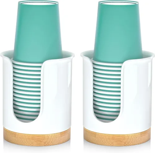 Miniatura 9 de Portavasos de baño, paquete de 2 dispensadores de tazas de 3 onzas para encimera de tocador de baño, dispensador pequeño de vasos de papel para Negro