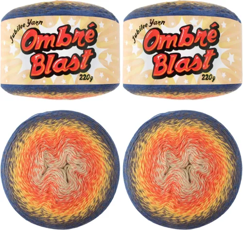 Miniatura 10 de JubileeYarn Hilo Ombré Blast - 220g/pastel Algodón Peso Bebé - Cripta de Hielo - 1 Pastel 119 Cripta de hielo