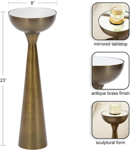 Miniatura 3 de Kate and Laurel Chandon Mid-Century - Mesa sofisticada para bebidas, 8 x 8 x 23 pulgadas, latón antiguo, mesa de pedestal escultural glamorosa