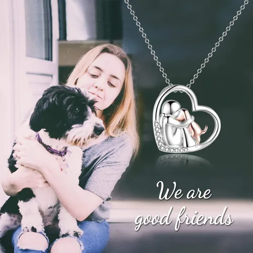 Miniatura 8 de YFN Collar con colgante de perro de recuerdo de plata de ley, regalo conmemorativo para amantes de los perros para mujeres