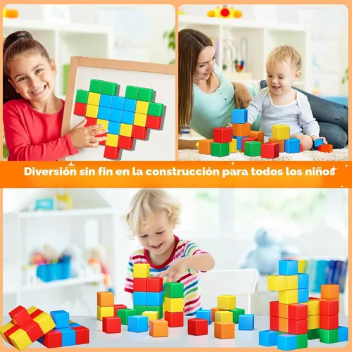 Miniatura 5 de Bloques magnéticos, 32 piezas de bloques magnéticos de construcción para niños de 3 a 5 años, cubos magnéticos, juguetes STEM, juguetes educativos