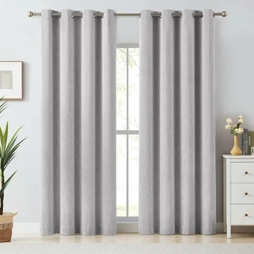 Miniatura 21 de Melodieux Elegantes cortinas opacas de algodón para oscurecer la habitación, para sala de estar, dormitorio, con aislamiento térmico, paneles