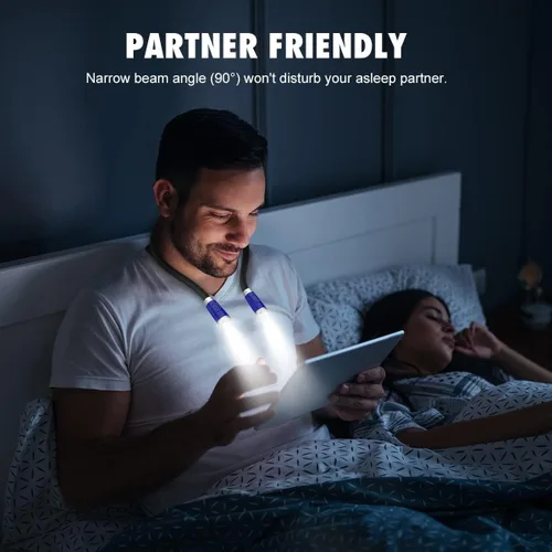Miniatura 6 de Ledgle Luz LED para libros, recargable, 5 luces LED con clip de enganche para lectura, luz para viajes, iluminación de tareas, 375 lux, 2 niveles