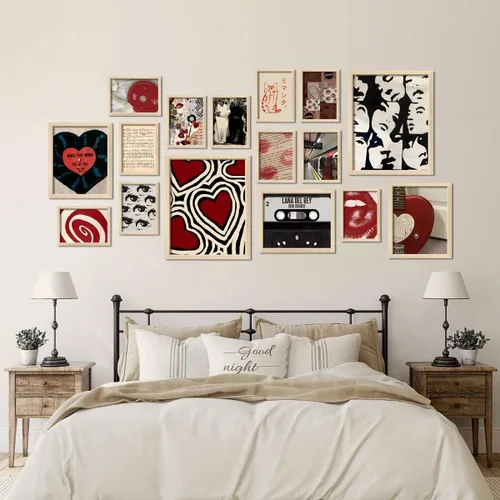 Miniatura 6 de ANERZA 16 piezas de decoración para habitación de chicas del centro, impresiones de arte de pared Y2k para dormitorio, carteles coquetos