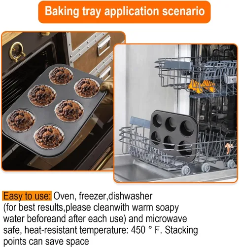 Miniatura 6 de 2 paquetes de molde redondo para magdalenas, molde de acero premium para hornear, molde para cupcakes y tartas de queso, molde para hornear con Negro